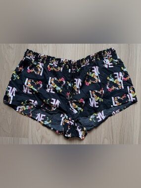 Victoria's Secret Black Floral 'LOVE' Print Athletic Shorts